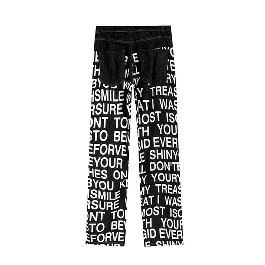 Jeans Casual Retro Americano WritingTrendy - Estilo Urbano Clásico - Image 2