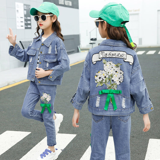 Chaqueta Denim con Solapa para Niñas - Cómoda y Versátil - Image 2