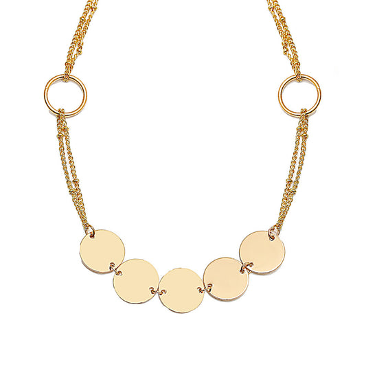 Conjunto de Collar y Pulsera Retro Disco Metálico - 2 Piezas - Image 2