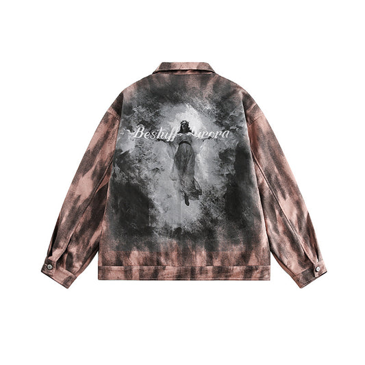 Chaqueta Denim Retro con Graffiti en Espalda - Casual Neutral - Image 2
