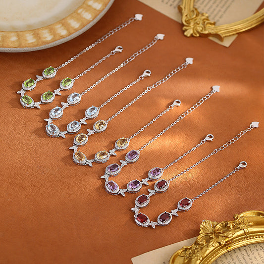Pulsera de Plata 925 con Cristal Natural y Mariposa Incrustada - Image 2
