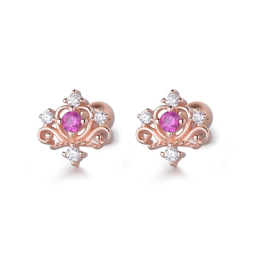 Aretes Vintage Corona Hueca con Tornillo - Image 2
