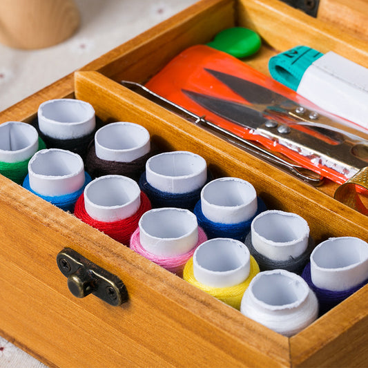 Caja de Costura Portátil de Madera con Agujas y Accesorios - Image 2