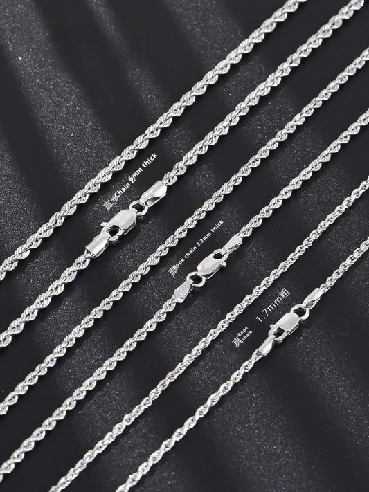 Cadena Larga de Plata Esterlina para Hombre con Cuerda de Cáñamo - Image 2