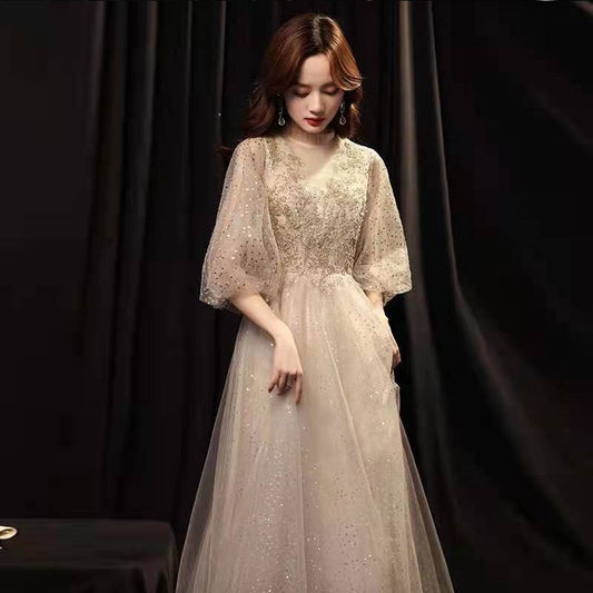 Vestido de Noche Dorado Slim Beauty para Banquete - Image 2