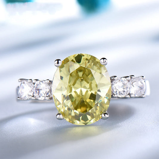 Anillo de Circón Amarillo Lujo Estilo Coreano Minimalista - Image 2