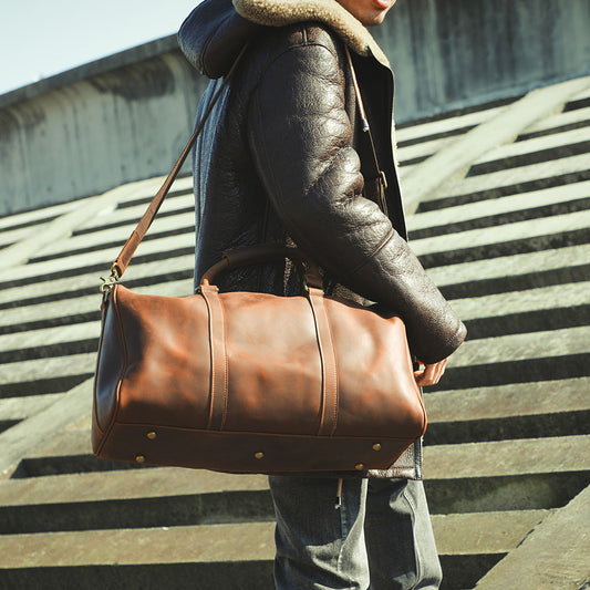 Bolsa de Viaje Retro en Cuero Genuino - Gran Capacidad para Hombre - Image 2