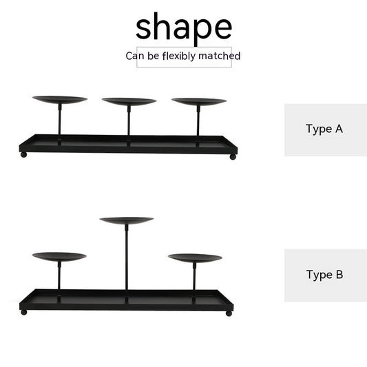 Candelabro de Tres Brazos Modular con Plato Grande para Velas de Pilar de 4 Pulgadas - Image 2