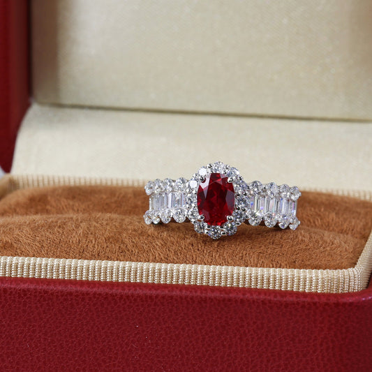 Anillo de Rubí Rojo Sangre de Paloma Vintage Elegante para Mujer - Image 2