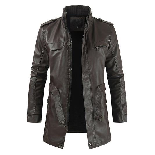 Abrigo Casual de Piel Sintética con Forro Polar para Hombre - Image 2
