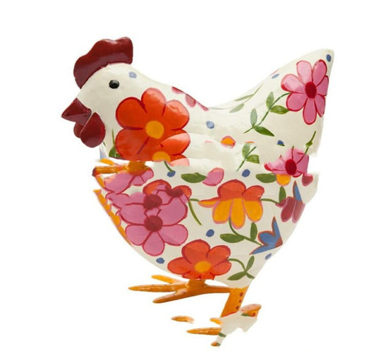 Gallina Decorativa de Metal Pintado a Mano - Image 2