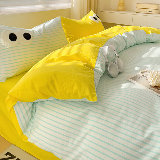 Juego de Cama Ojos Grandes - Funda Nórdica 4 Piezas Efecto Satinado - Image 2