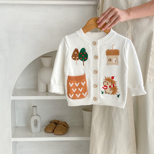 Cardigan Infantil de Algodón con Patrón de Dibujos Animados y Bordado - Image 2