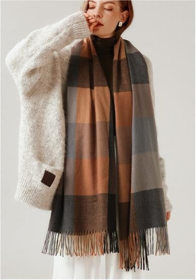 Bufanda Chal de Cashmere con Borlas - Abrigo Escocés Largo para Invierno - Image 2