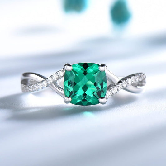 Anillo de Plata Esterlina 925 con Esmeralda para Mujer - Image 2