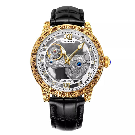 Reloj Mecánico Automático Vintage para Hombre con Grabado Artesanal - Image 2