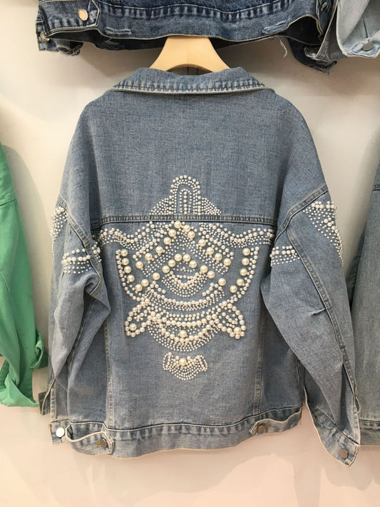 Chaqueta de Mezclilla con Detalles de Perlas - Image 2