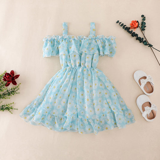 Vestido Princesa Niña con Tirantes Florales - Colección Verano - Image 2