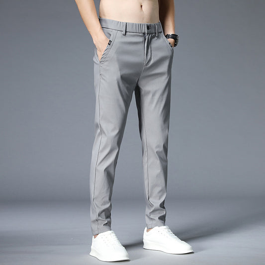 Pantalones Casuales Hombre Verano Tela Ligera Corte Recto Elásticos - Image 2