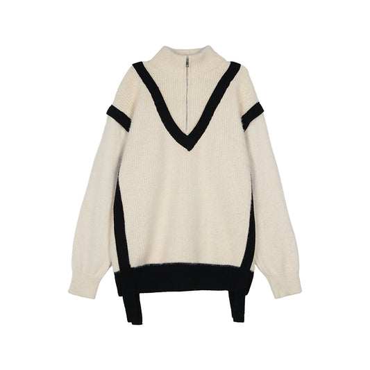 Suéter Tejido de Mohair para Hombre - Cuello Polo Suelto Invierno - Image 2