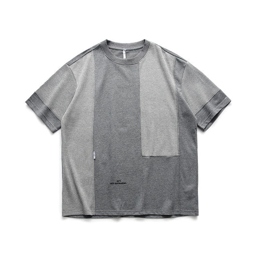 Camiseta Suelta Cuello Redondo con Costuras de Contraste para Hombre - Image 2