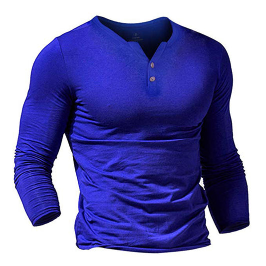 Camiseta Slim Fit Cuello V Manga Larga Color Liso para Hombre - Image 2