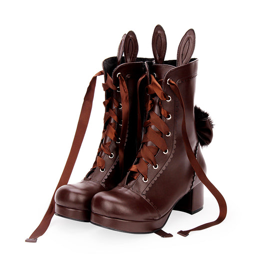 Botas Lolita de Tubo Medio con Cintas Japonesas para Invierno - Image 2