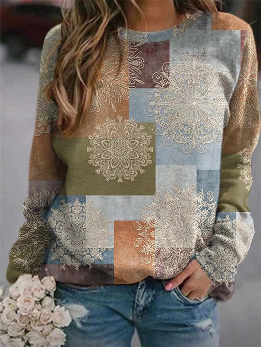 Sudadera Mujer Bloques de Color Cuello Redondo Manga Larga - Image 2