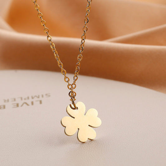 Collar Temperamento Flor de Cuatro Pétalos Estilo Coreano para Niñas - Image 2