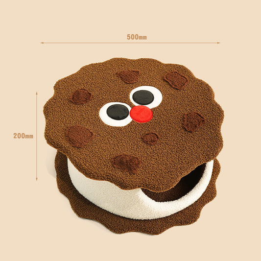 Casa Cama para Gato con Forma de Galleta - Refugio Cálido para Otoño e Invierno - Image 2