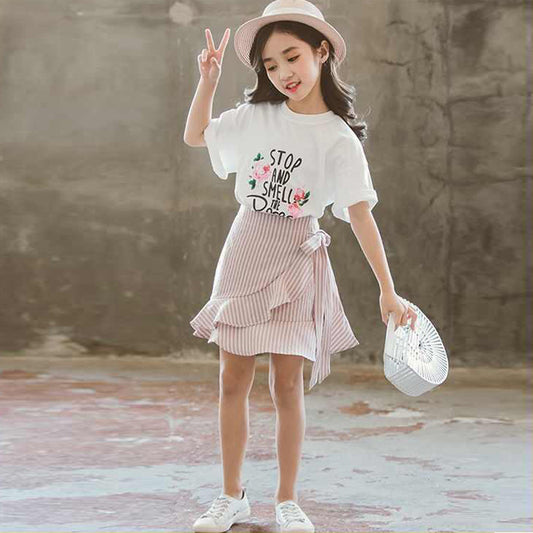 Conjunto de Falda y Blusa de Manga Corta para Niñas - Estilo Verano - Image 2