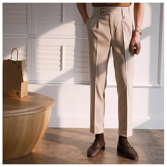 Pantalones Neapolitanos de Corte Recto Cintura Alta para Hombre - Image 2