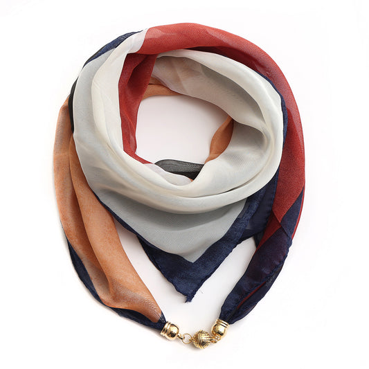 Pañuelo Floral Dorado de Gasa Ligera para Mujer - Image 2