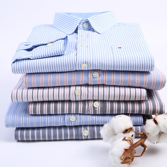 Camisa Oxford de Algodón Casual para Hombre - Manga Larga Color Sólido - Image 2