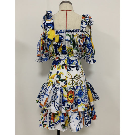 Conjunto Falda Corta con Top Estampado - Diseño Pastel - Image 2