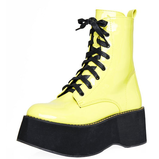 Botas Tobilleras de Charol con Plataforma y Cordones para Mujer - Image 2