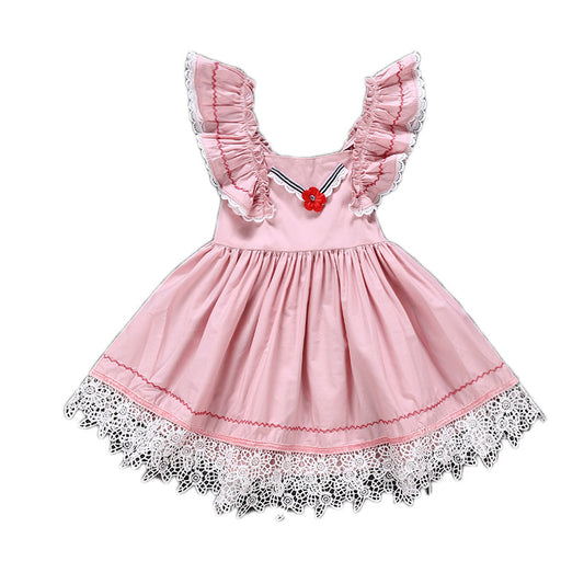 Vestido Infantil Corto de Encaje Ajustado y Elegante - Image 2