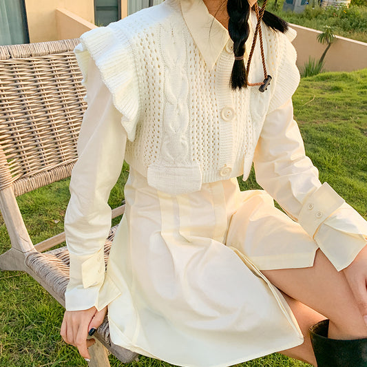 Vestido Elegante con Chaleco Tejido y Mangas Largas - Image 2