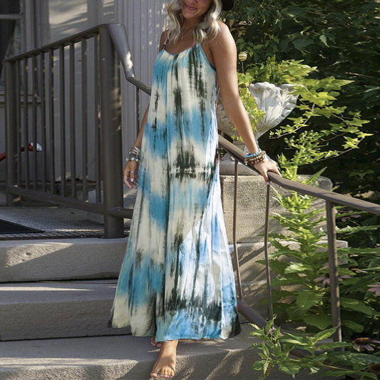 Vestido Slip con Estampado Tie Dye y Rayas para Talla Grande - Image 2