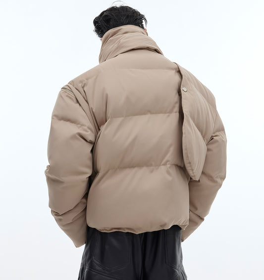 Abrigo Corto Acolchado con Cuello Elevado y Diseño de Bufanda en Plumón de Pato 90% - Image 2