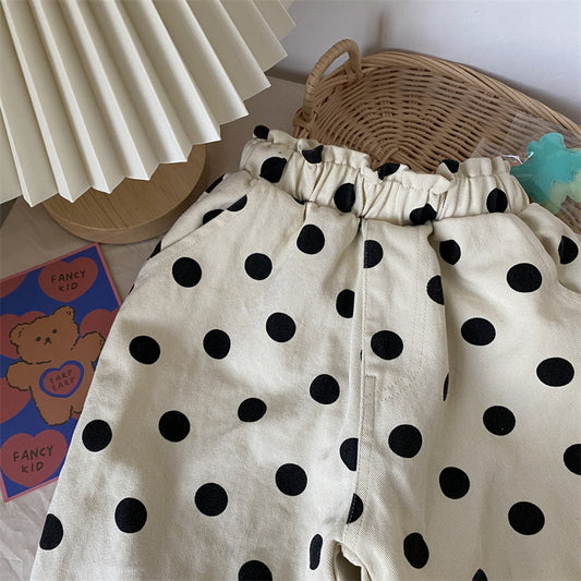 Pantalones Casuales Infantiles con Estampado Puntitos, Lavado Vintage - Image 2