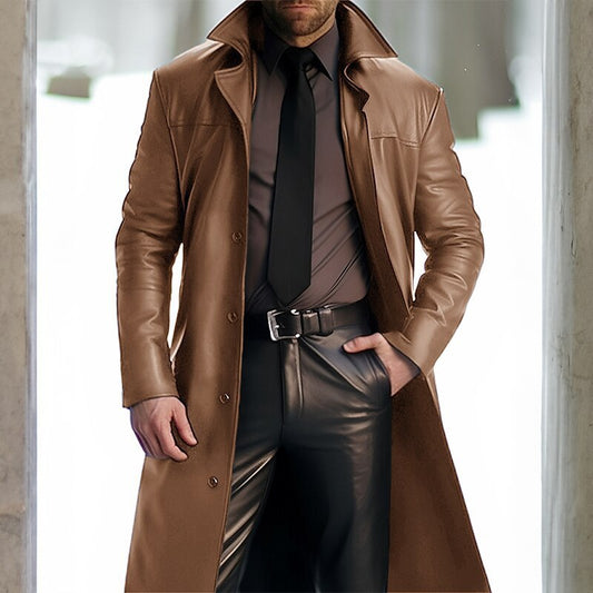 Abrigo de Cuero Vintage para Hombre - Corte Clásico - Image 2