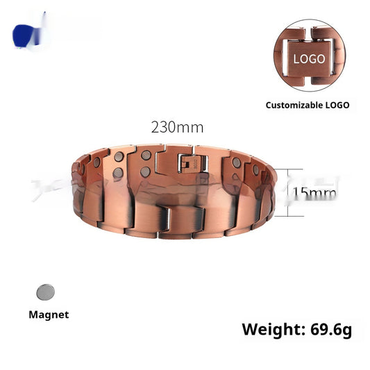 Pulsera Magnética para Hombre Minimalista Cobre Rojo - Image 2