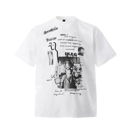 Playera Oversize de Manga Corta con Estampado de Letras - Estilo Urbano Versátil - Image 2