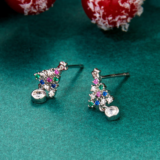 Aretes Navideños de Diamante de Color Nicho Europeo y Americano con Diseño de Gota de Agua - Image 2