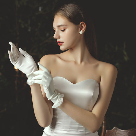 Guantes Cortos de Tul para Novia - Image 2