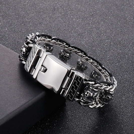 Pulsera de Acero Inoxidable Calavera Retro para Halloween - Image 2