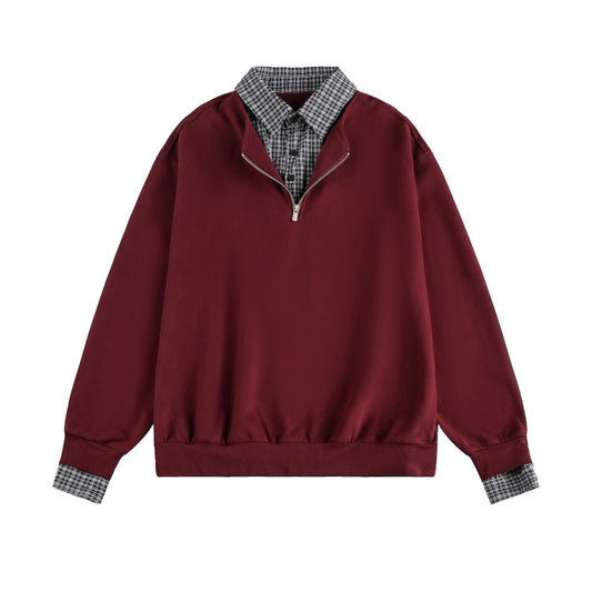 Sudadera Polo Falso Dos Piezas Hombre Estilo Universitario Otoño - Image 2