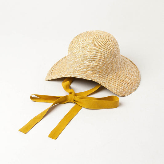 Sombrero de Paja Tejido a Mano para Niños con Ala Ancha y Correas - Image 2