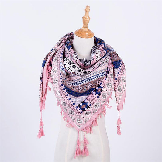 Pañuelo Cuadrado Étnico con Flecos y Jacquard - Image 2